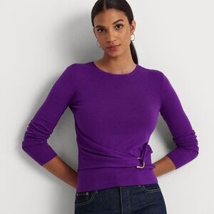 Ralph Lauren Black Label Sweater Pullover Sz PS Petite Small Purple Twist Front